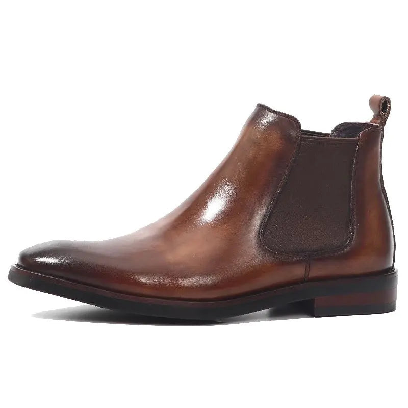 Men Chelsea Boots Genuine Leather Leisure High-Top Men Shoes Retro Men Ankle Boots