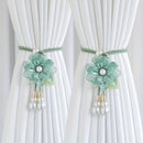 2Pcs Elegant Pearl Flower Curtains Lacing Adjustable Tie Back Garden Bohemia Curtain Accessories