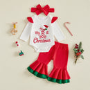 0-18M Lovely Baby Girls Christmas Clothes Sets Letters Romper with Plaid Pants Headband