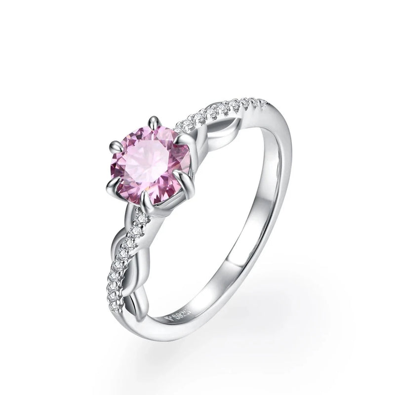 Pink Ring for Women Man Real Sterling Silver Engagement Anniversary Jewellery