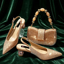 Essential for Banquets Wedding Lady Shoes and Mini Bag Set In Stock Elegant Heels with Matching Purse
