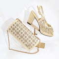 Olive Rhinestone Decoration Design Peep Toe Party Wedding Women High Heels and Bag Set