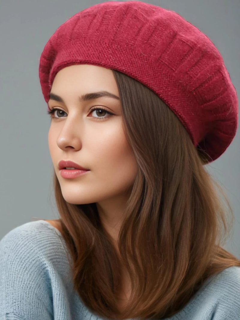 Beret Women Winter Retro Casual Octagonal Hat Versatile Warm Wool Knitted