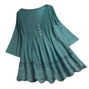 Women Top Solid Thin Casual Lace Hollow Out V Neck Summer Blouse