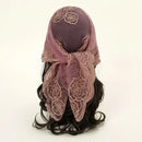 Embroidery Floral Headband Net Breathable Through Headscarf