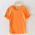 Summer Short-Sleeved Men Thin Section Casual Round Neck Cotton Short Solid Pullover Bottoming Sweatshirt T-Shirt