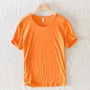 Summer Short-Sleeved Men Thin Section Casual Round Neck Cotton Short Solid Pullover Bottoming Sweatshirt T-Shirt