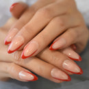 Retro Dark Red False Nails Medium Length Oval Press On Nail Tips Glitter Galaxy Nail Art