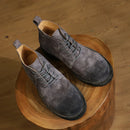 Spring Men Retro Round Toe Mid Heel Genuine Leather Ankle Lace Up Shoes Motorcycle Riding Desert Boots