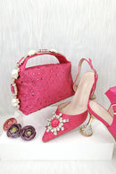 Italian Elegant Shoes With Bag To Match Set High Heels Shoes And Bag Set For Party