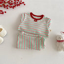 Children's Striped Clothes Girls' Version Base Shirt Baby Autumn Pants Two-piece Set