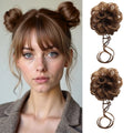 Bun Hair Piece Tousled with Tendrils Hair Bun Extensions Wavy Curly Hair for Women