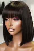 Straight Short Bob Wig With Bangs Human Hair Double Drawn Bob Wigs Glueless Straight Wigs