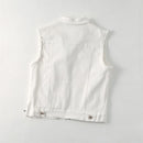 Spring Autumn Women Denim Vest Jacket Waistcoat White Black Vest Female Short Sleeveless Jacket Women Coat Tops