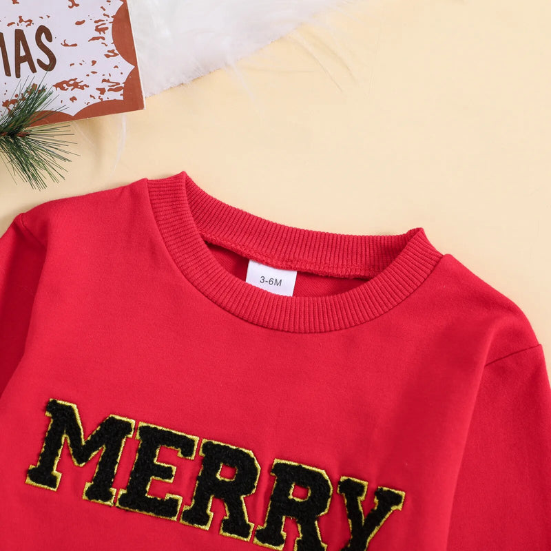 Christmas Baby Boys Girls T Shirts Long Sleeve Pullover Xmas Letter Autumn Sweatshirt Tops