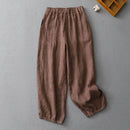 Linen Pants Plaid Loose Casual Trousers Women Clothing Bloomers Lantern Baggy Pants