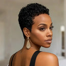Short Pixie Cut Made Wig for Women Human Hair Curly Wave Pixie Wigs