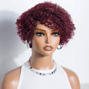 Burg Red Short Pixie Cut Afro Kinky Curly Bob Human Hair Wigs For Women Hair Wigs