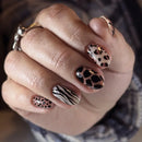 24Pcs Leopard Press on Nails Short Almond False Nails Spots Fake Nails Autumn Winter Nail Art