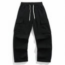 Spring Summer Men's Cotton Cargo Long Pants Retro Straight Loose Casual Trousers