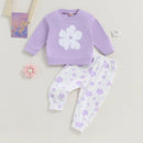 Toddler Girls Fall Outfit Floral Long Sleeve Sweatshirt Long Pants Cute Infant Outfit