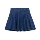 Women Casual Pleated Denim Mini Skirt Female Back Zipper Jeans