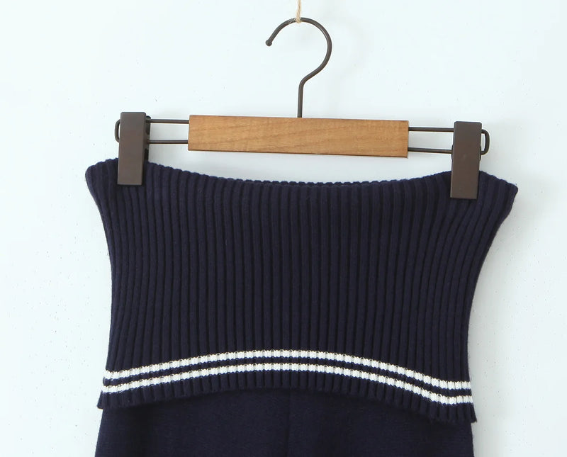 Hooded Knitted Sweatshirt Low Waist Tight Casual Pants Two Pieces Set Women