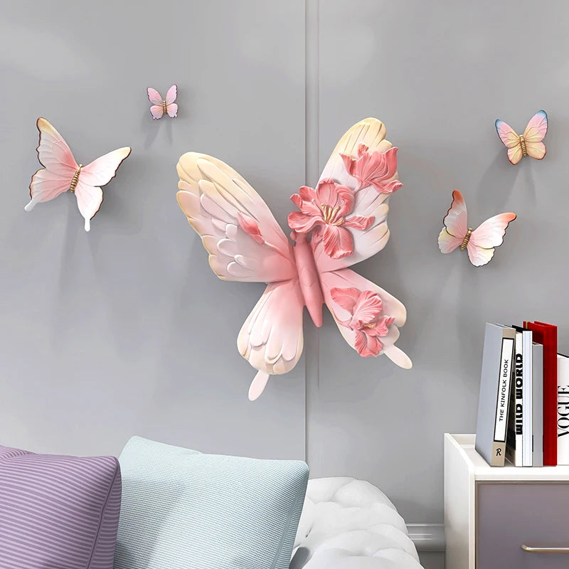 Resin Butterfly Statue Nordic Home Decor Living Room Wall Decor Animal Figurine Indoor Modern Art Dining Room Wall Decoration