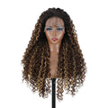 13x4 Curly Lace Front Wig 22 Inches Pre Plucked Pre Cut Water Wave Lace Wigs For Women Ombre Brown Wigs