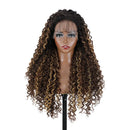 13x4 Curly Lace Front Wig 22 Inches Pre Plucked Pre Cut Water Wave Lace Wigs For Women Ombre Brown Wigs