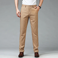 Summer Straight Men's Smart Casual Pants Imitation Linen Trend Plaid Trousers Man Full Length