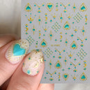 Blue Gem Star Sun Moon Bronzing Nail Art Sticker Metallic Bohemian Silver Love Totem Manicure Nail
