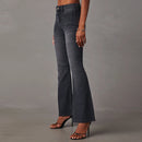 Denim Pants Casual Decent High Waist Full Length Straight Daily Pants For Women