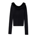 Fur Collar Women's Sweater Knitted Pullovers Sweaters Autumn Knitwears Long Sleeve Top