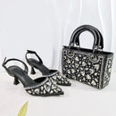 Silver Shiny Rhinestone Slingback High Heels Rhinestone Top Handle Bag Women Bridal Evening Cocktail Shoe and bag Matching Set