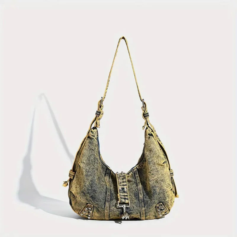 Retro Women's Denim Bag Large Capacity Shoulder Bag jeans bag Messenger bag Luxury Women Bags