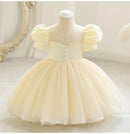 Puffy Mesh Princess Dress for Girls Beading Casual Kids Clothes Baby Graduation Ball Gown