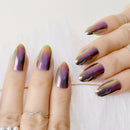 Chameleon Nails Holographic Color Shiny Ladies Acrylic Nail Art Tips 24pcs False Nails with Glue sticker