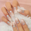 24pcs Short Full Cover Glitter Press On Nail Tips Nails Charm Fingernails For Daily Wear Wedding Shopping Working With Tabs