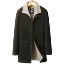 Corduroy Coat Men Warm Casual Solid Color Slim Fit Simple Lapel Windproof Coat