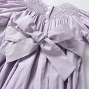 Baby Smocked Rompers for Infant Girls Vintage Smocking Purple Jumpsuit Toddler Princess Birthday Sister Matching Outfits Clothes