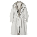 Women Trench Coat Single Breasted Patchwork Fake Two Windbreaker Loose Long Ladies Overcoat Autumn