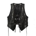 Spring Autumn Men Trend Hand-woven Tassel Vest Chic Loose Casual Leather Coat