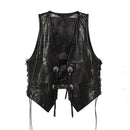 Spring Autumn Men Trend Hand-woven Tassel Vest Chic Loose Casual Leather Coat