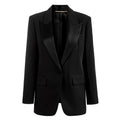 Minimalist Office Blazer for Women Notched Collar Spliced Single Button Loose Jacket Female