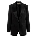Minimalist Office Blazer for Women Notched Collar Spliced Single Button Loose Jacket Female