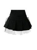 Summer Black Skirt Style Women Lace Up Pleated Skirt Vintage Sexy Chic Short A-Line Mini Skirt