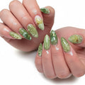 24pcs Green Grape Nails Ins Flower Pattern Press On Nails Little Fresh Spring Wearable Nail