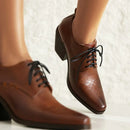 Classic Female Pumps Heels 7cm Square Toe Lace Office Ladies Shoes