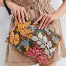 Embroidered Sequins Clutch Bag for Women Flower Straw Shoulder Crossbody Bags Summer Bag Vacation Big Purses